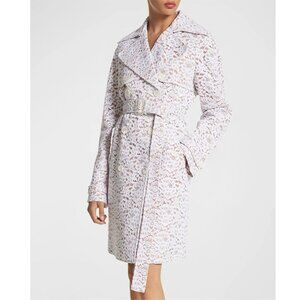 Stunning Classic Bebe Lace White and Nude Trench Coat Jacket XS Burberry DUPE